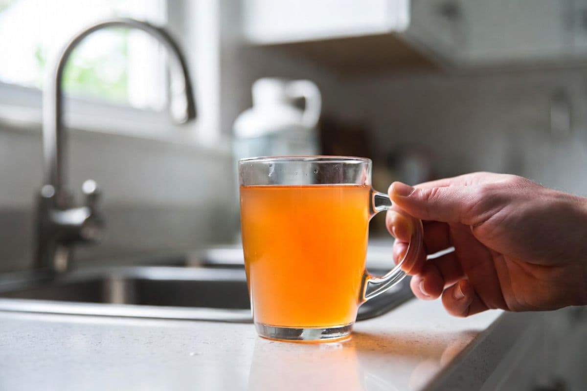 Brown rusty well water in a glass