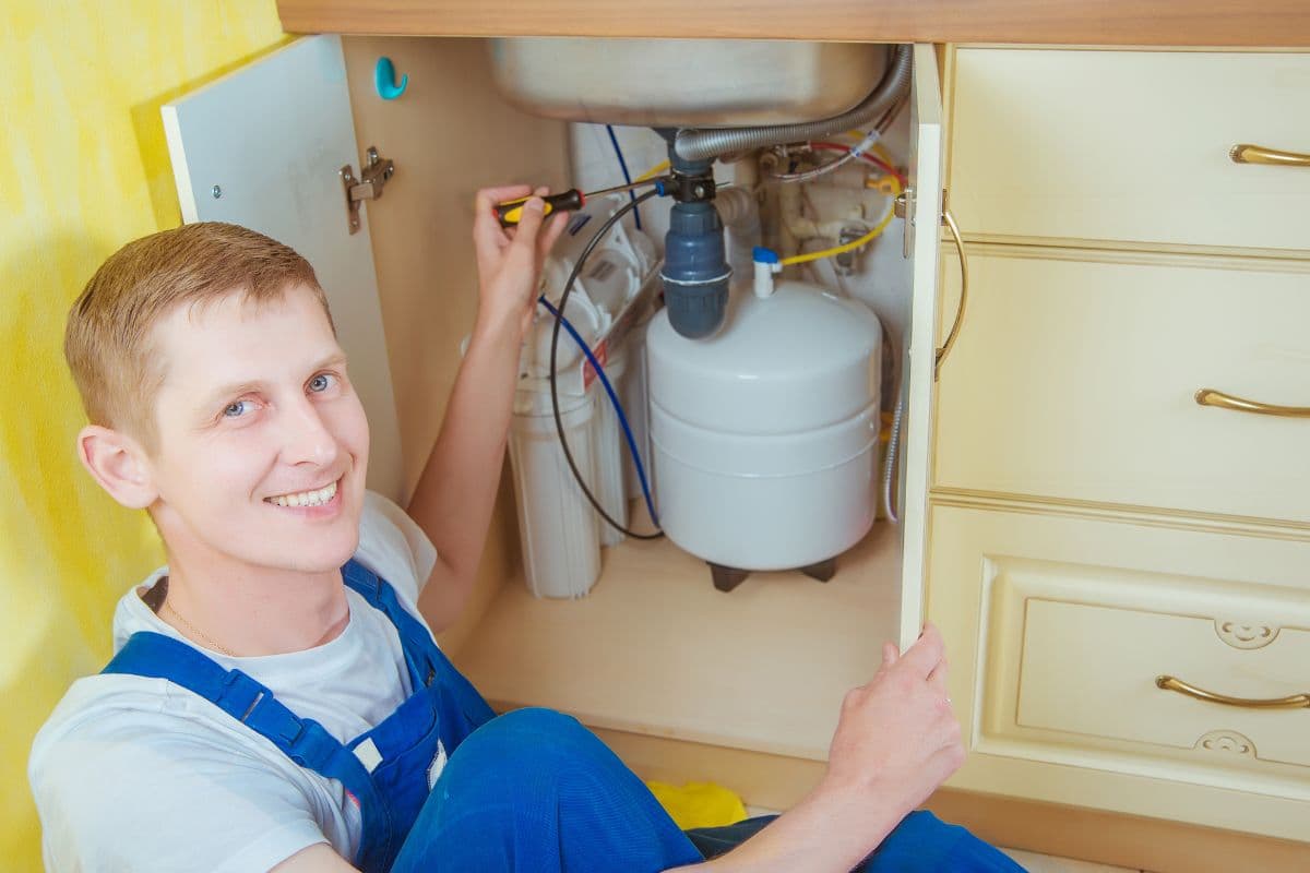 Well water treatment system components including filters, UV disinfection, and reverse osmosis